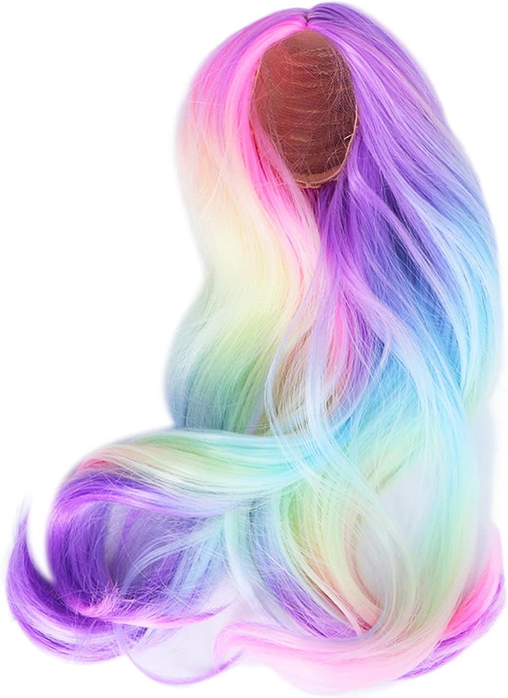 Zerodis Doll Hair Wigs,High Simulation Soft Supple Ball Joint Doll Wig Gradient Color Wig for 2124cm Head Circumference Dolls (Iridescence)