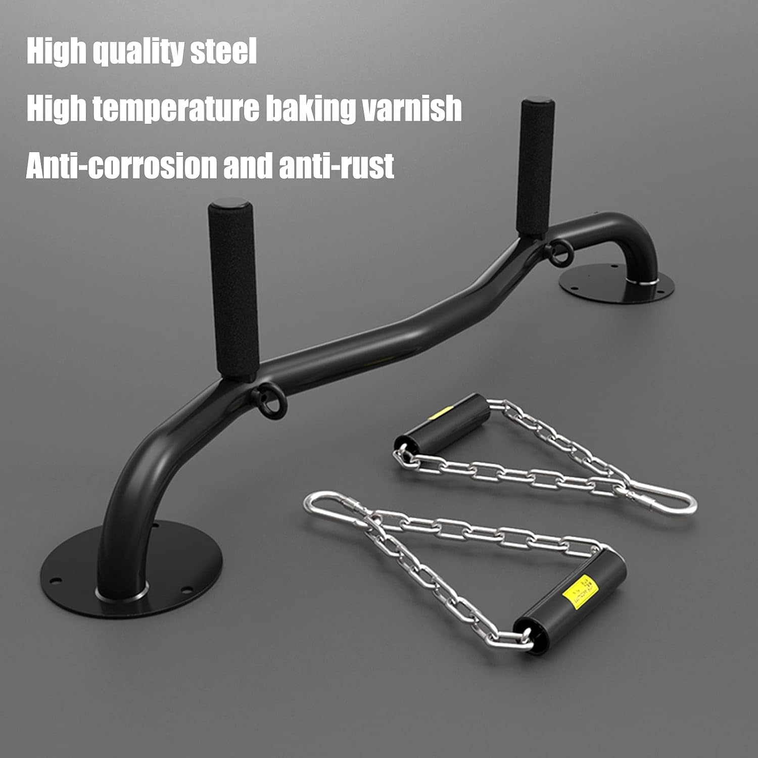 Pull-Up Bars Wall-Mounted Chin Up Bar, Safe and Stable Steel Horizontal Bars, Strength Training Fitness Equipment with Gymnastic Rings, Load 300kg