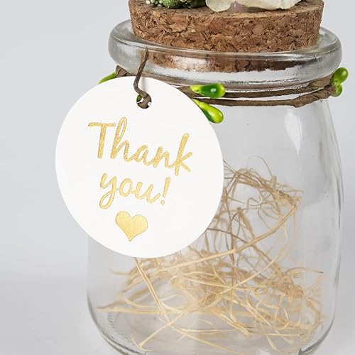 Miniatura 8 de Etiquetas de agradecimiento, 100 etiquetas colgantes de papel redondo negro con cuerda de yute de 100 pies para bodas, baby shower, cumpleaños,