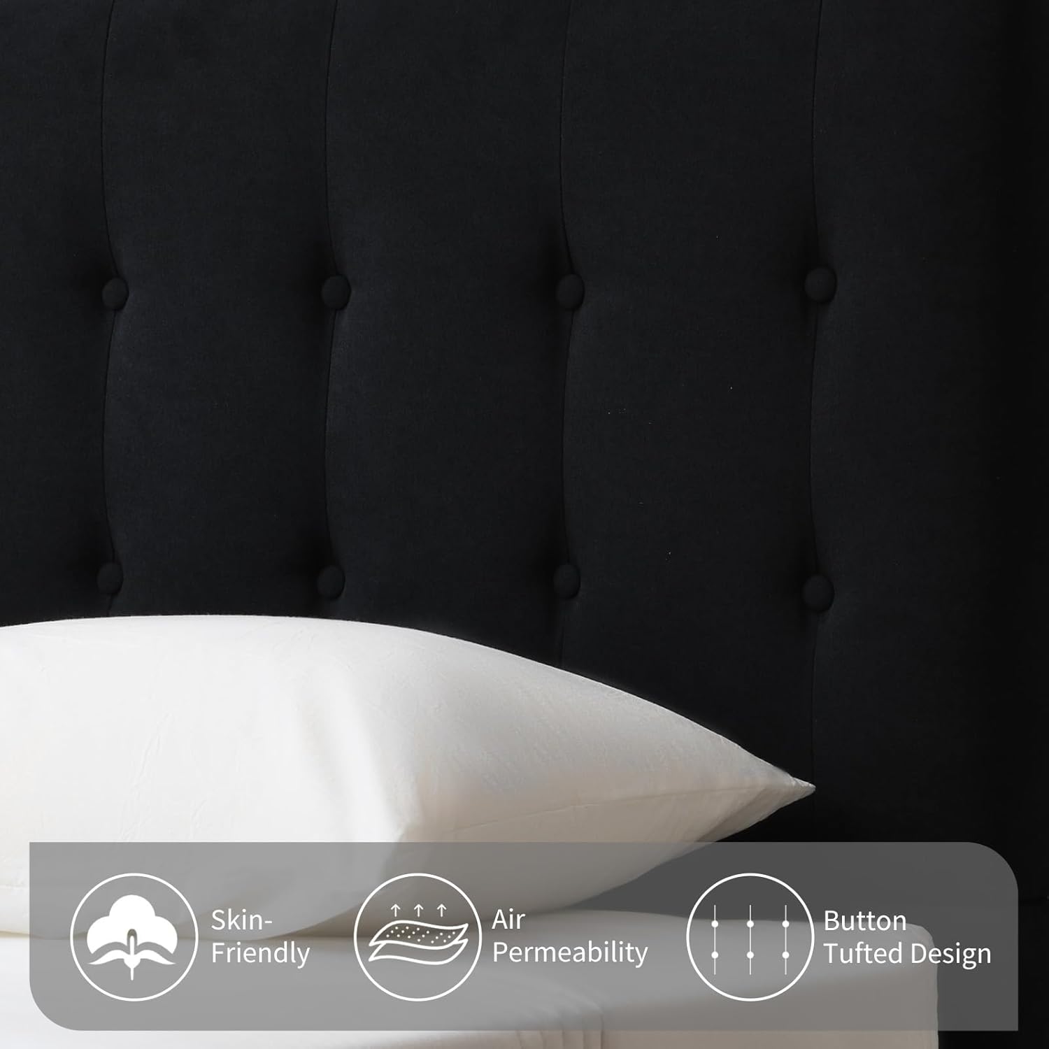 VELOCAVA Queen Size Black Lift-Up Storage Bed, Linen-Textured Upholstered Platform Frame with Ample Hydraulic Storage, Modern Button-Tufted Headboard, Sturdy Slats, No Box Spring Needed