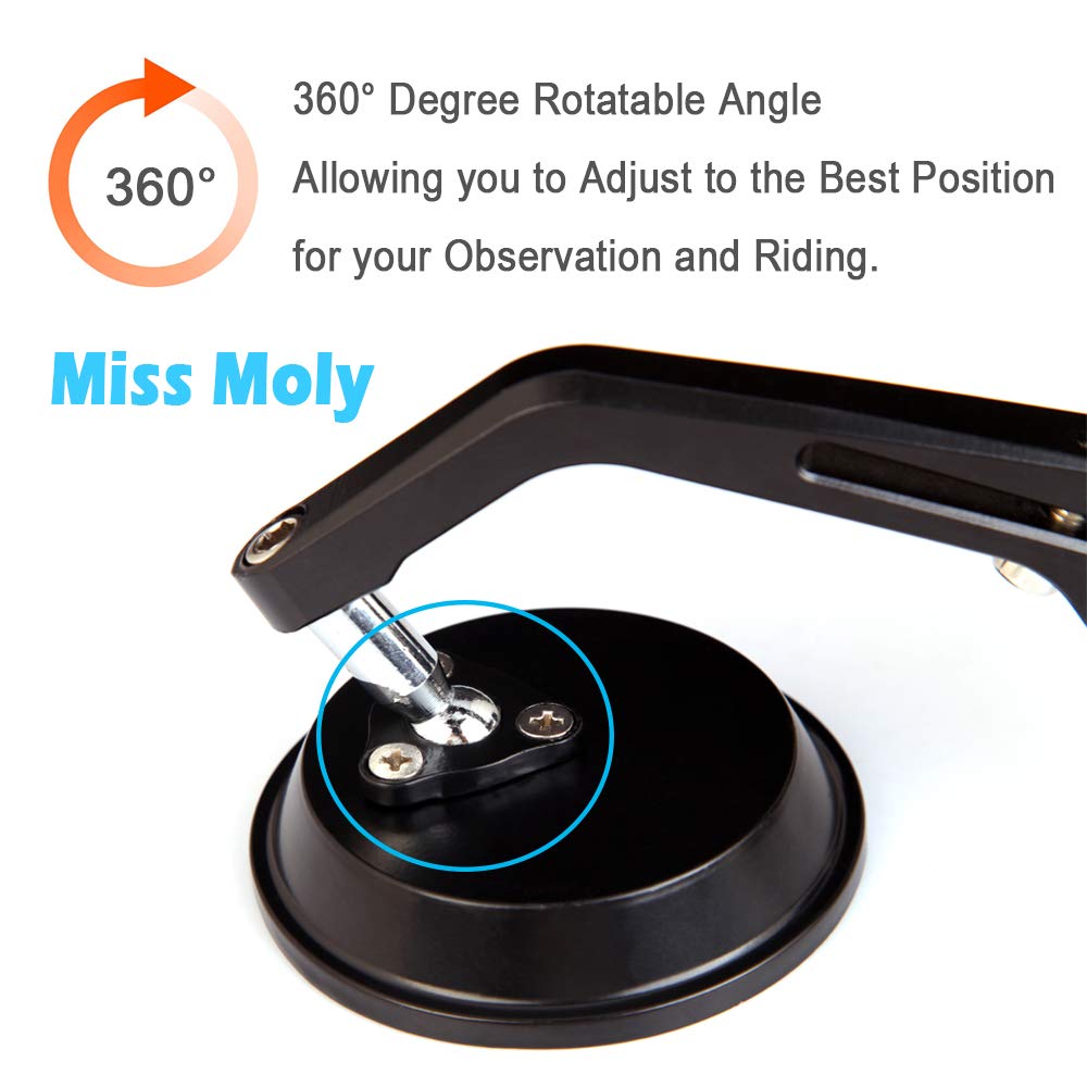 Specchietto Retrovisore Moto 7/8'' - Per Manubrio, Regolabile 180°, Design Nero Retrò - Foto 7