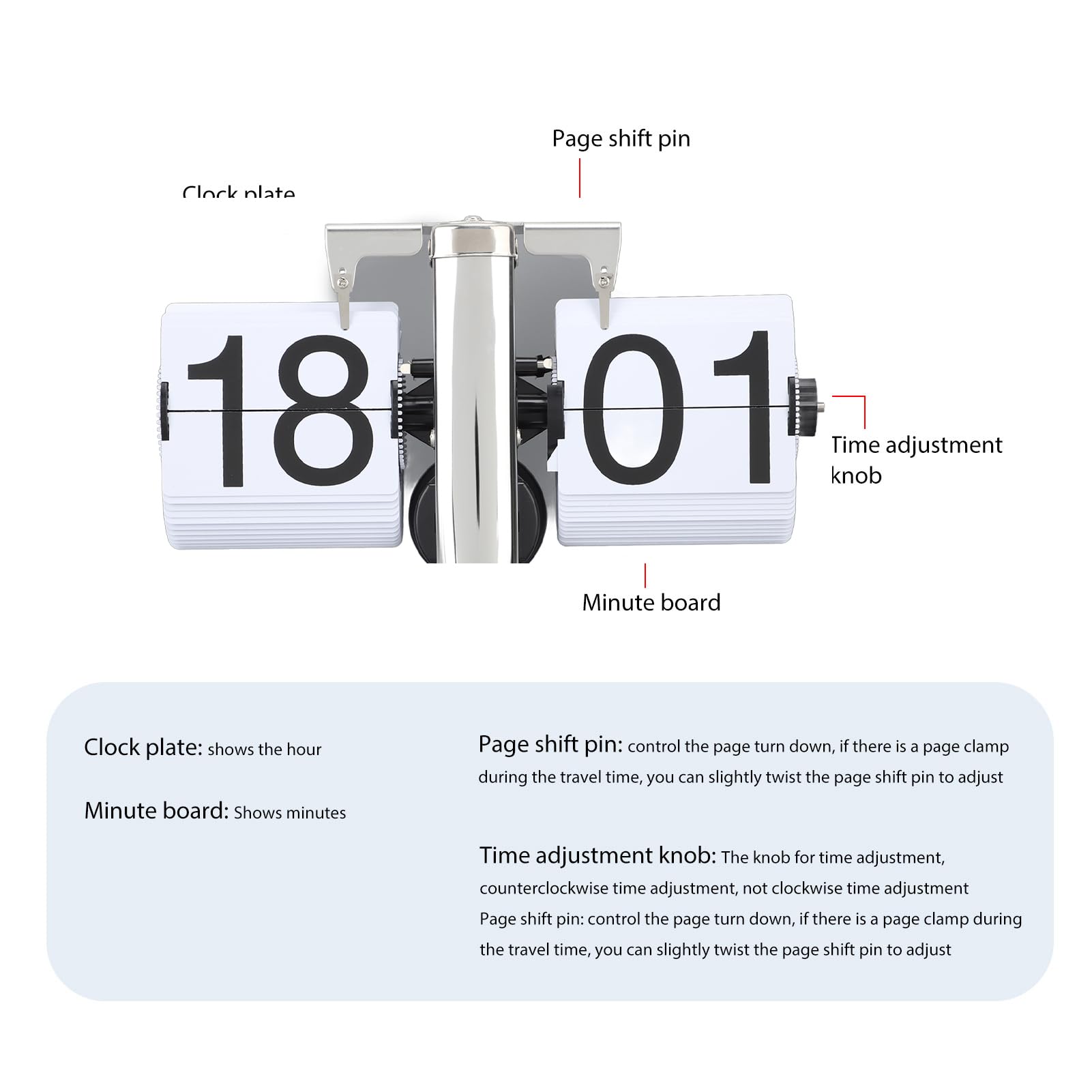 Flip Clock Retro Digitale Wandklok Werkt op Batterijen Tafelklok Grote Cijfers Veilige Basis Creatieve Flip Clock Bureauklok voor Thuiskantoor Café 24H Wit
