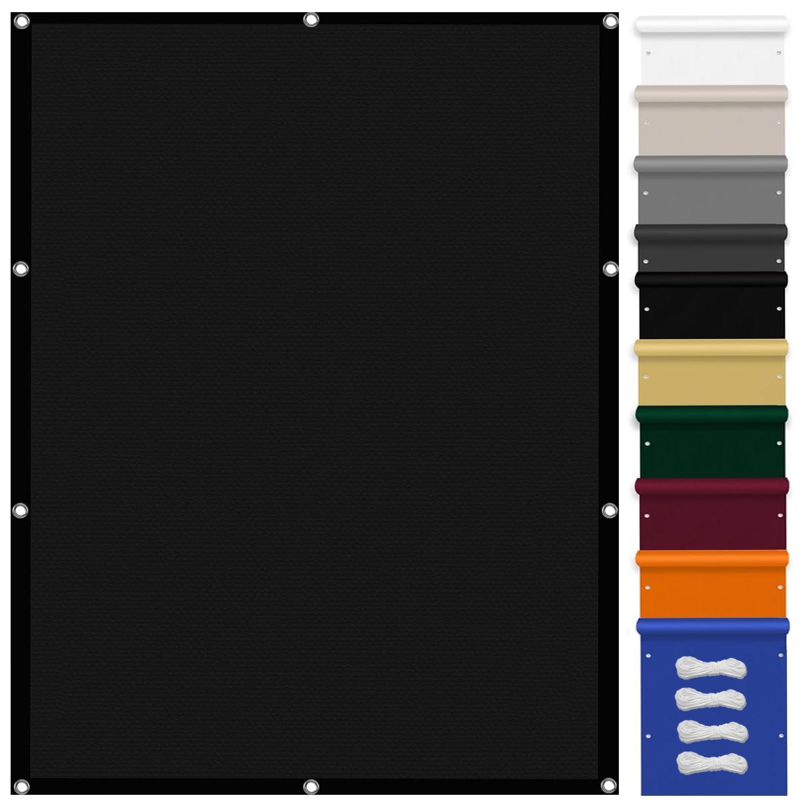 Voile d'ombrage rectangulaire 3 x 3.5 m en PES noir pour extérieur et jardin