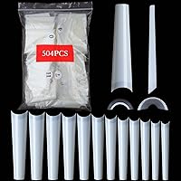 Vista 7 de 504 puntas de uñas postizas curvadas XXXL transparentes sin C, uñas postizas profesionales de media cubierta, 12 tamaños, puntas de uñas postizas