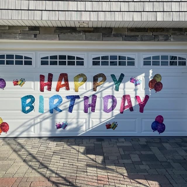 Imanes Jumbo Happy Birthday con Brillo Arcoíris 17 piezas miniatura 2