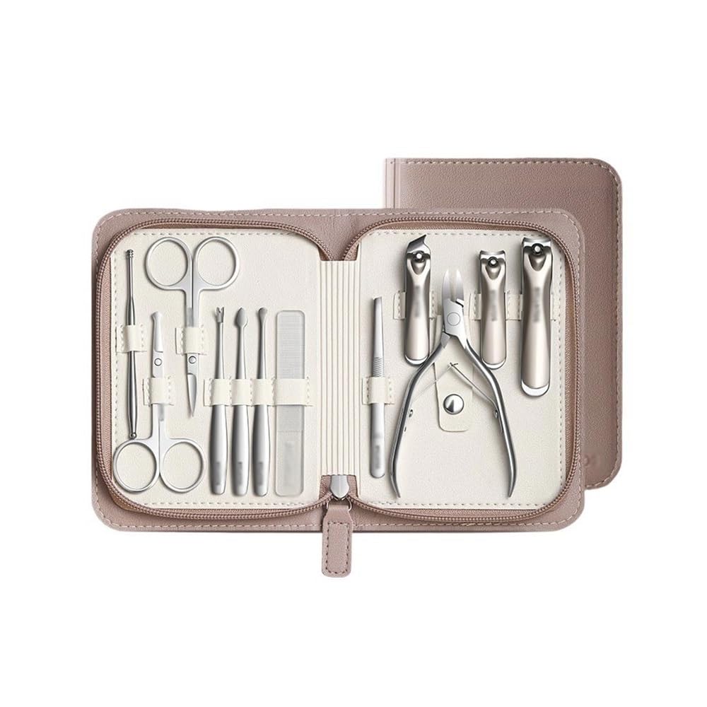 Maniküre Set 12-teiliges Nagelknipser-Set, Maniküre for zu Hause aus Edelstahl, tragbares Nagelknipser-Set, Werkzeug for Trimmen abgestorbener Haut Nagelknipser