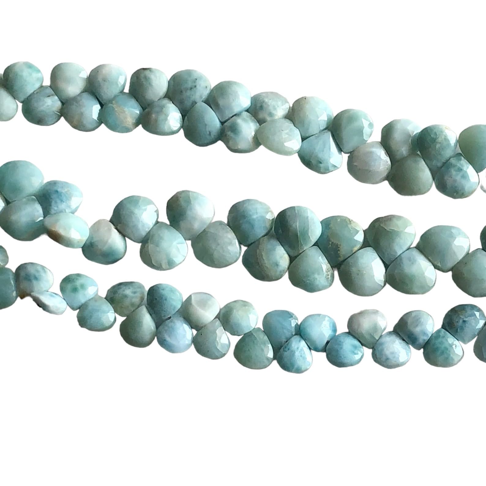 Larimar naturel en cœur facetté pour remplacer les pierres ternes de vos bijoux