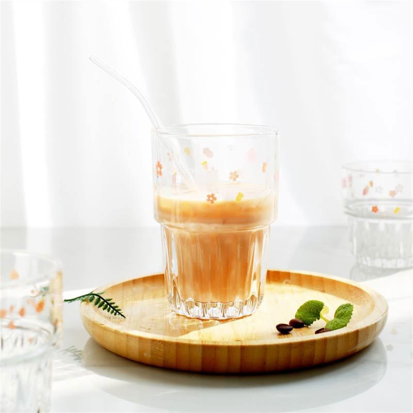 QINGGANGLING999 Vasos de Agua 260ml de vidrios for Beber Lindo Copa de Cristal Creativo Taza de Agua Transparente Estudiante Leche Resistente al Estudiante Vidrio Vasos Cristal