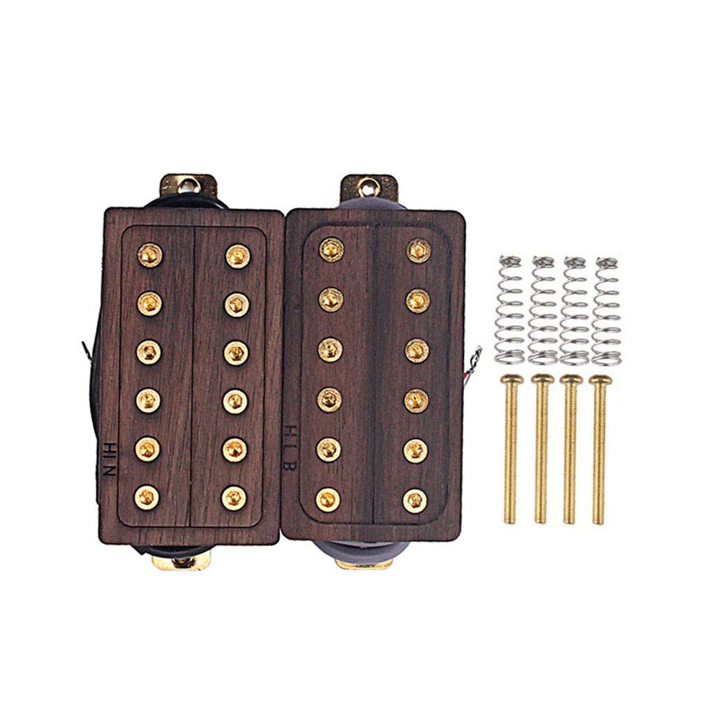 Alnicov 1 Set Pickup per chitarra in palissandro Neck & Bridge 50 / 52Mm Pickup humbucker per chitarra elettrica a 6 corde con viti dorate