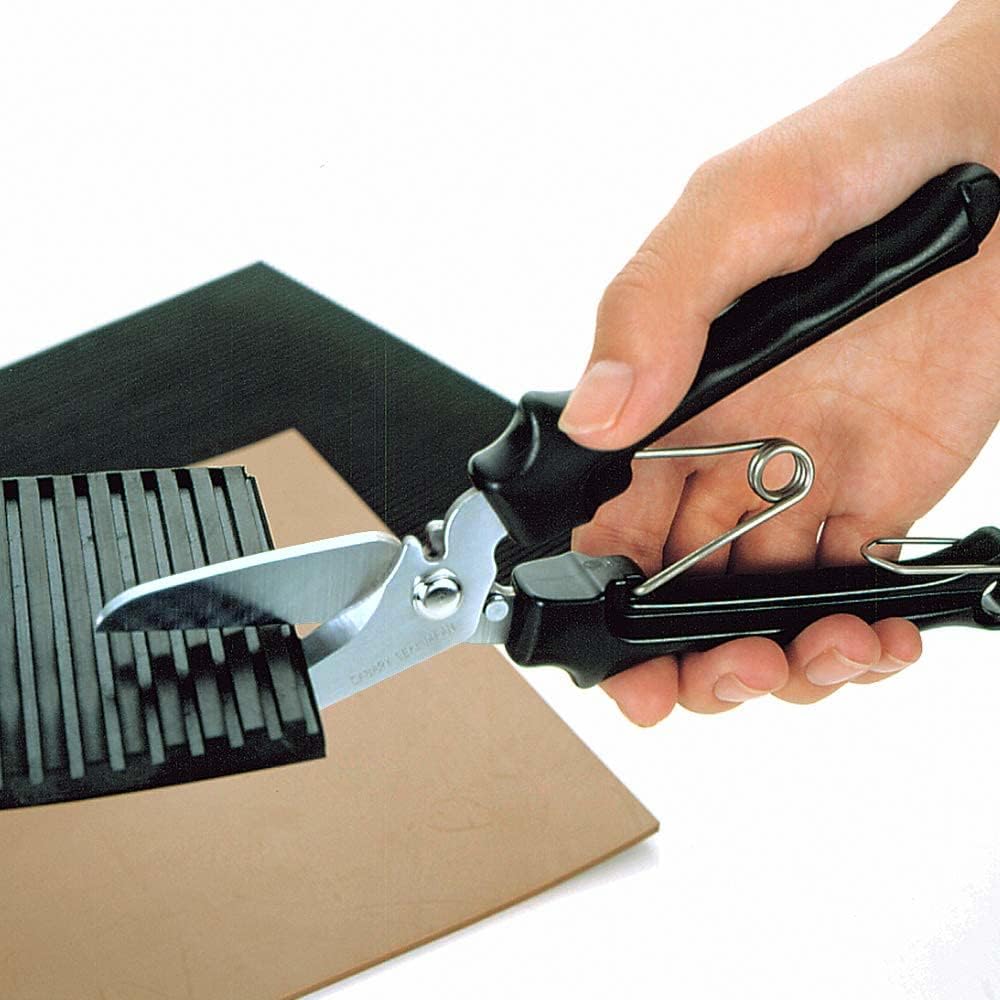 CANARY Heavy Duty Scissors with Wire Cutter 8.5" All Purpose Industrial Hand Shears for Metal, Wire, Cardboard, Leather, Rubber, Spring Loaded Handle, Japanese Stainless Steel Blade, Made in JAPAN