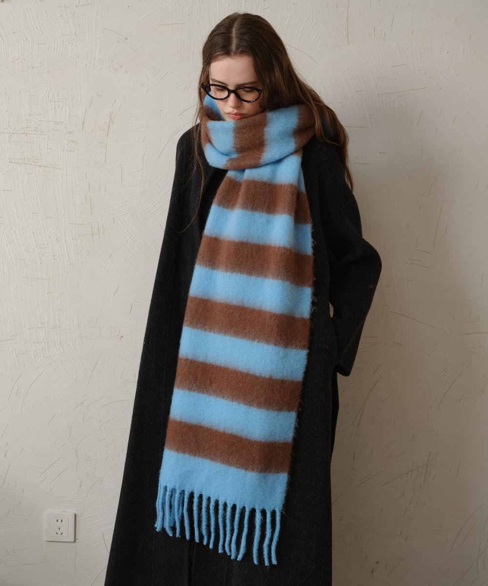 Women's Fall Winter Chunky Scarves Big Thick Warm Knit Blanket Scarf Long Oversized Striped Tassel Shawls Wraps - Image 5