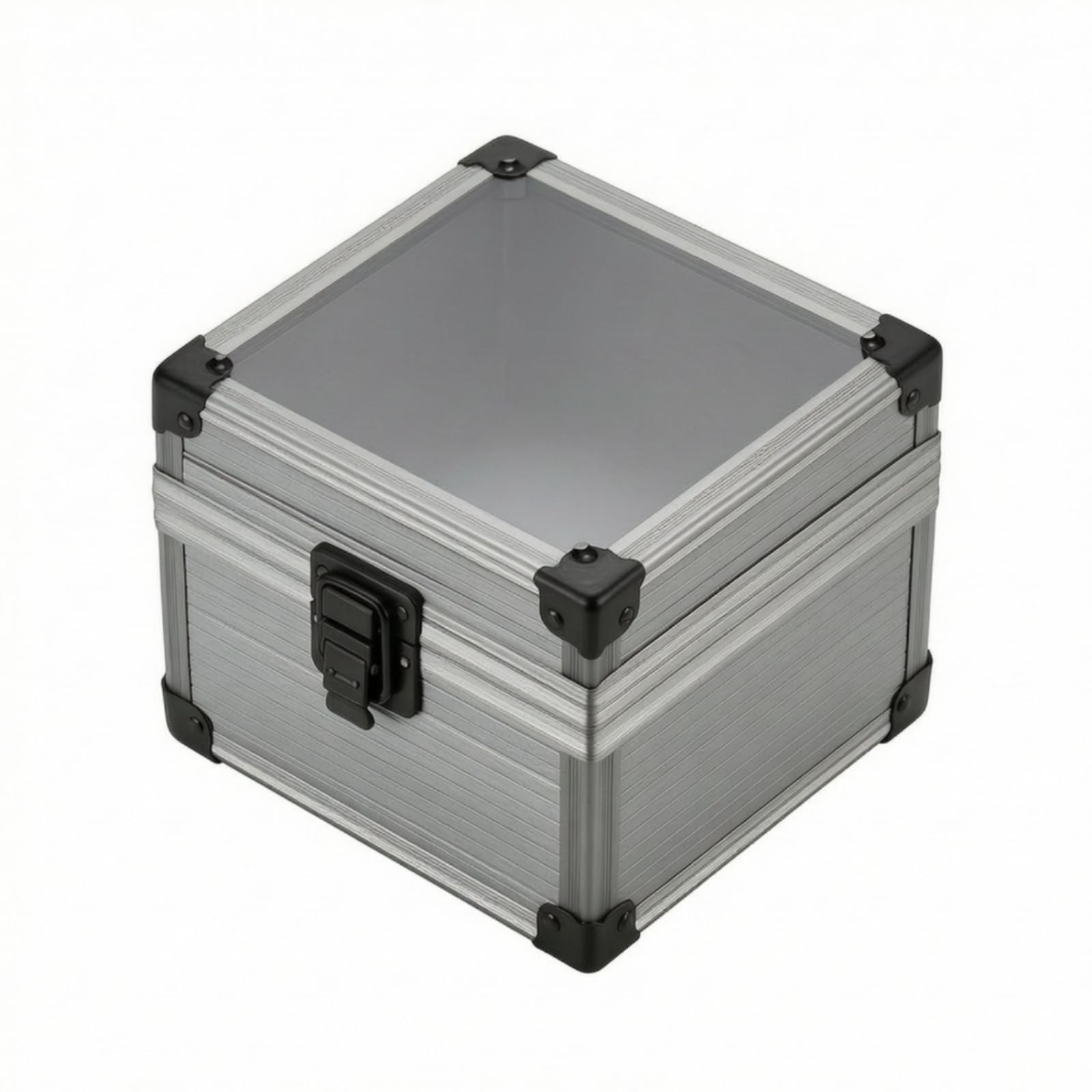harayaa Boîte de Rangement Montre Étui Coffret Présentoir Écrin Compact en Alliage d'Aluminium avec Fermoir et Couvercle Robuste, Gris, Boîte De Rangement Pour Montre, Modèle Individuel, Gris