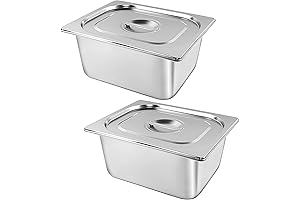 Durable and Rust-Resistant: 2 Pack 1/2 Size Stainless Steel Hotel Pan with Lid