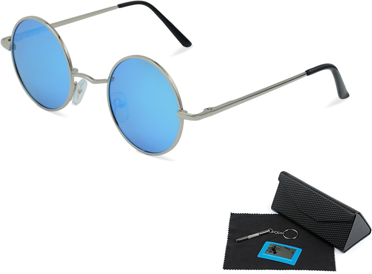 Unisex Polarized Sunglasses UV400 Protection 60s Style Round Metal