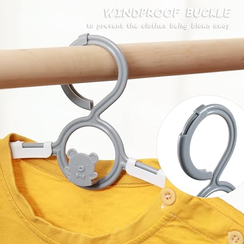 Miniatura 7 de Perchas de plástico para bebés para armario, perchas para niños, perchas para ahorrar espacio, antideslizantes, extensibles, para guardería, niños