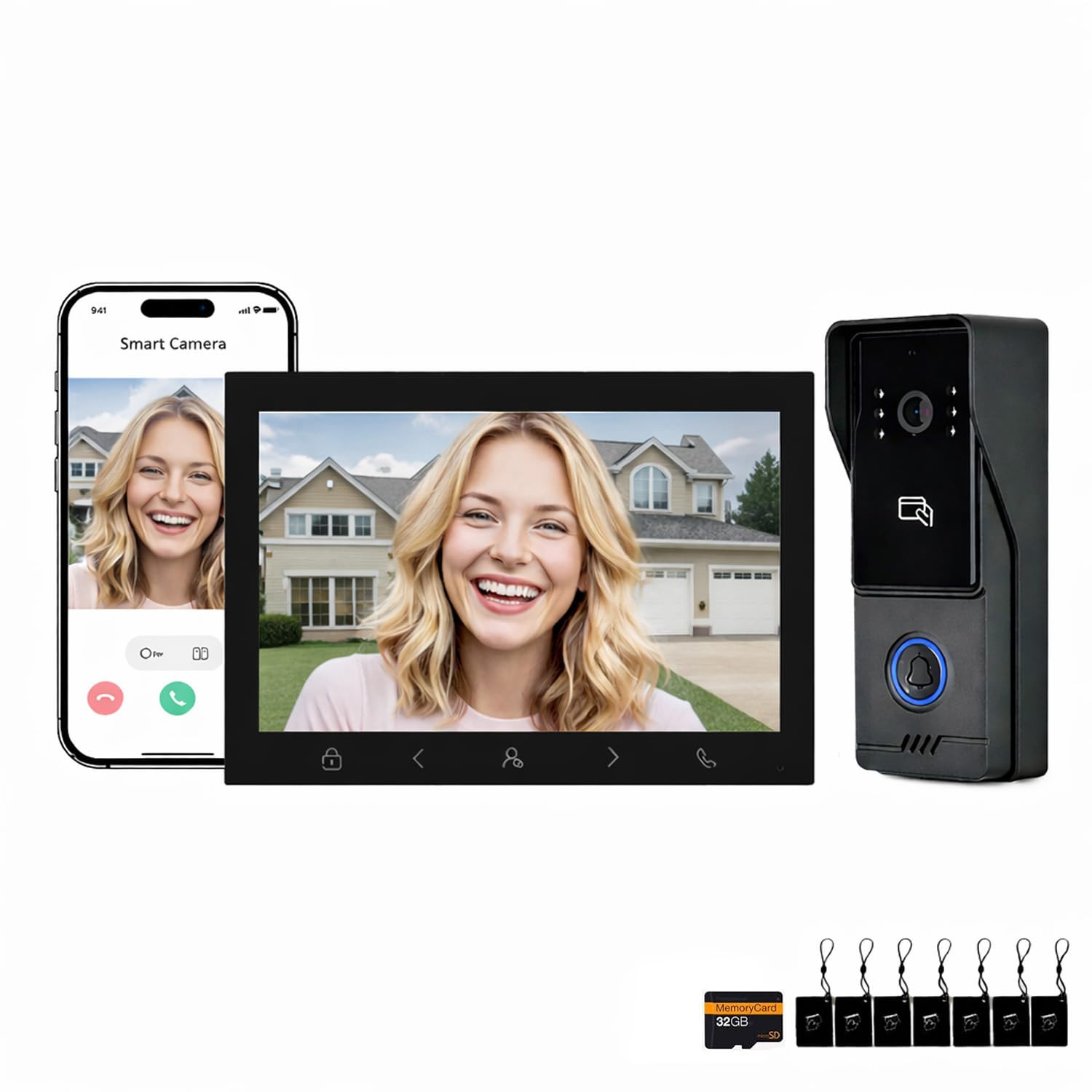 Visiophone WiFi TUYA avec contrôle d’accès, interphone vidéo connecté, ouverture de porte via application mobile et RFID(IC) / NFC, pour entrées résidentielles et professionnelles(4)