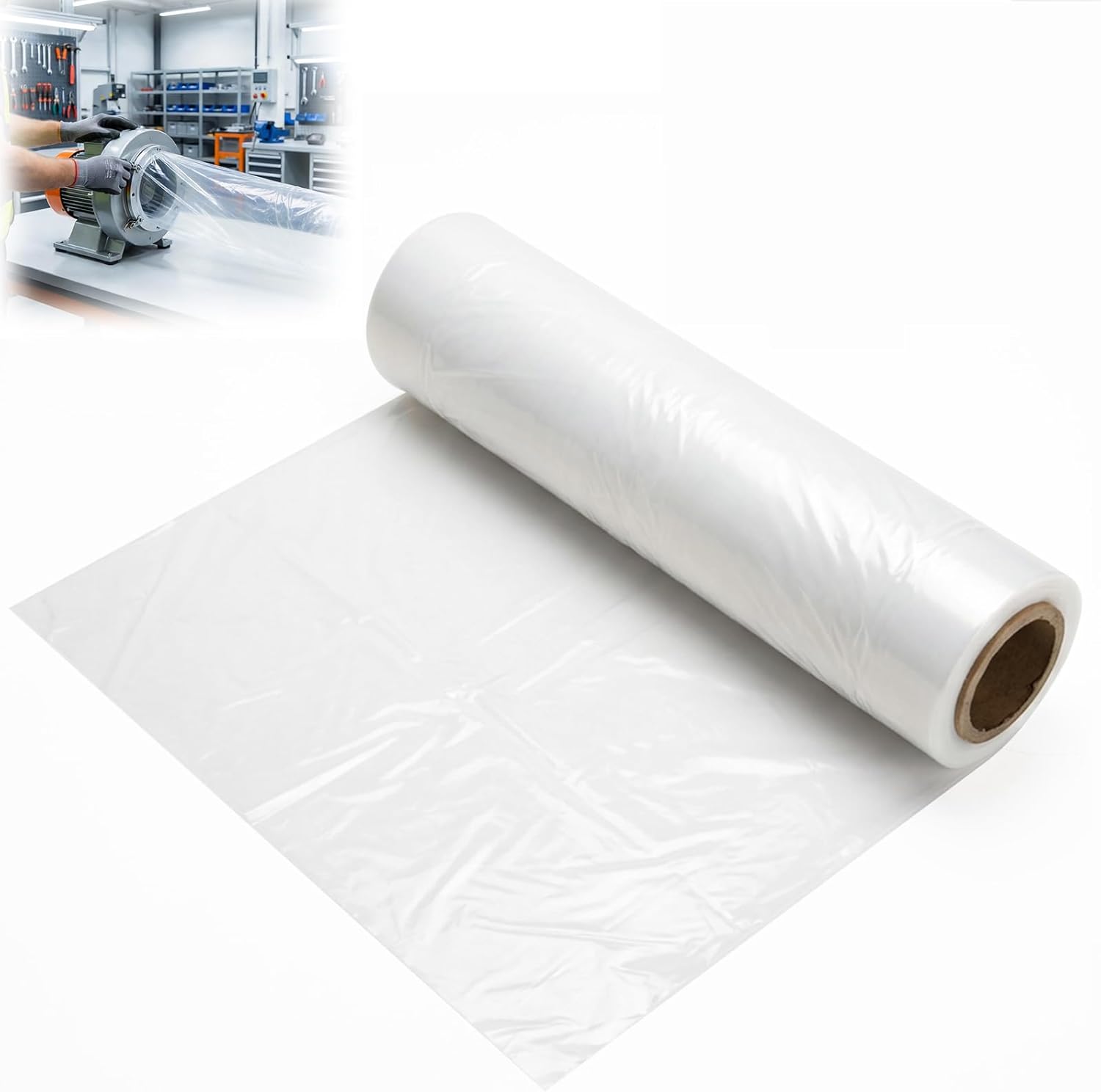 tonchean 200 ft x 25" Lay Flat Poly Tubing Flexible Ventilation Duct for Blower, Fan, HVAC, Temporary Airflow, Dust & Fume Removal