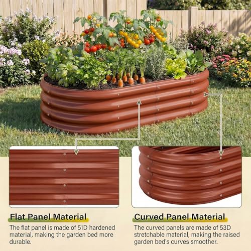 Image of Land Guard 2Pcs 8ft Galvanized Steel Raised Garden Bed, 8 x 4 x 1 ft Large Metal Raised Planter Beds, Raised Garden Bed for Vegetables, Brown