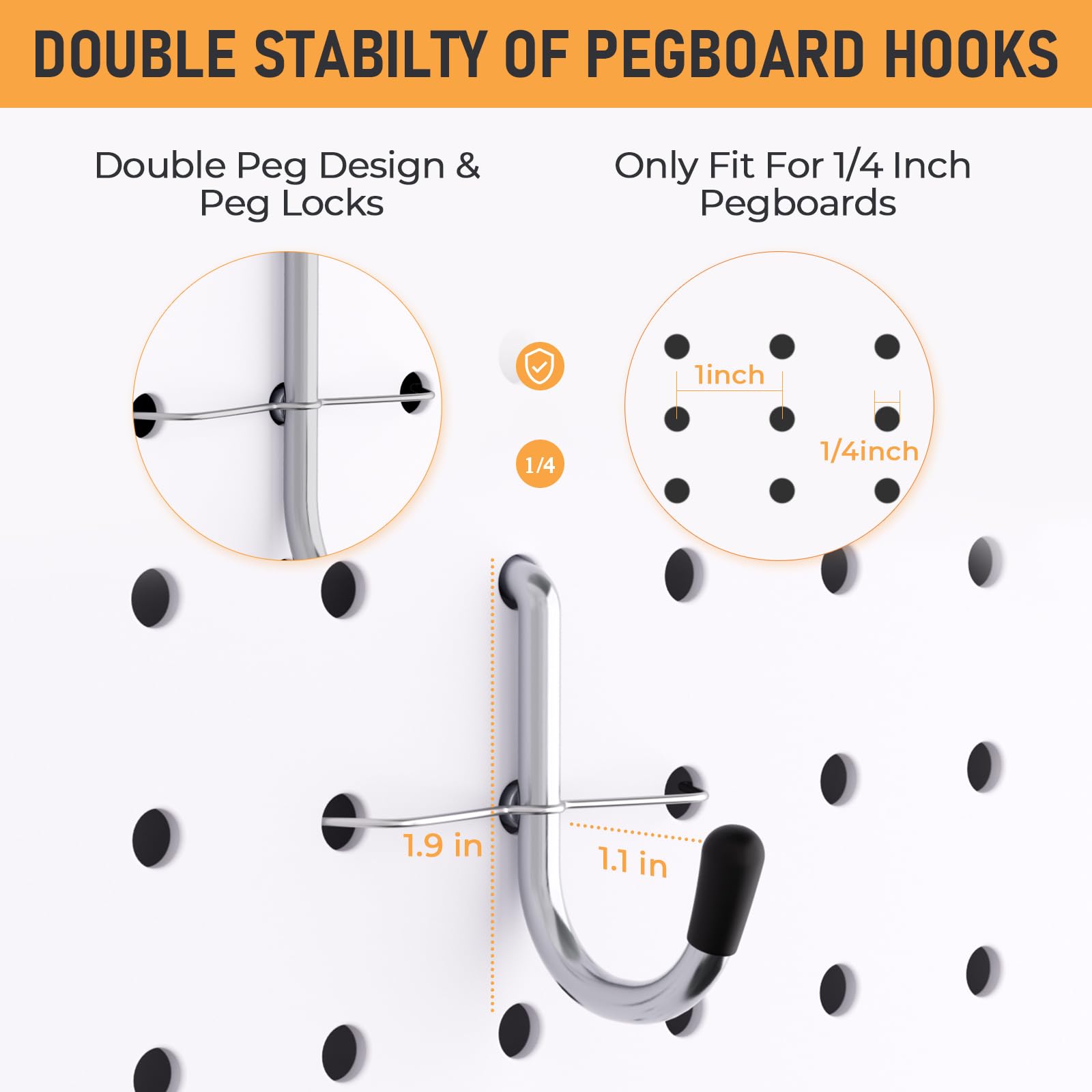 INCLY Pegboard J Hooks - 100 Pack -5