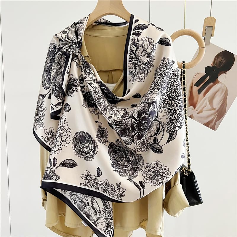 Jeelow 100% Mulberry Pure Real Silk Scarf Lightweight Chiffon Shawls And Wraps Sheer For Women Oblong2