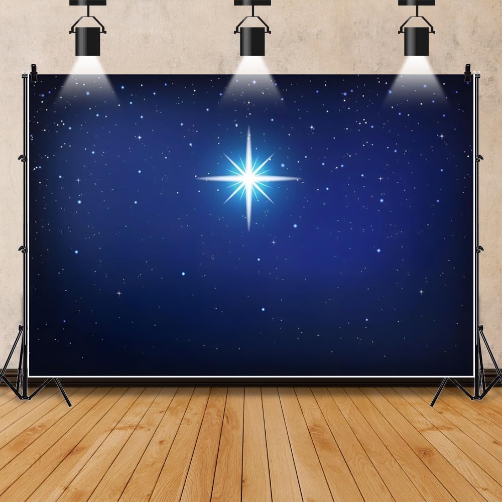Sfondo Fotografico Cielo Stellato 2.5x1.2m, Vinile Per Natale, Presepi, Feste - Stampa HD, Per Studio Foto