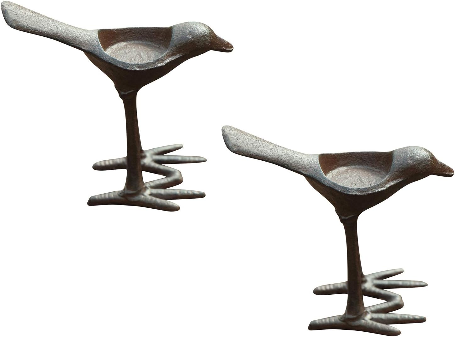 Cast Iron Bird Tealight Candle Holder, Tea Light Candlesticks Home Garden Room Decor, Decorative Birds Figurine Statue Stand Decoration (Set of 2)
