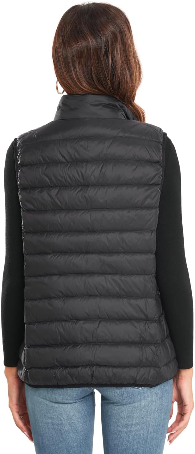Obosoyo Women's Ultra Light Long Down Vest Winter Packable Down Jacket Lightweight Outdoor Puffer Vest Coat