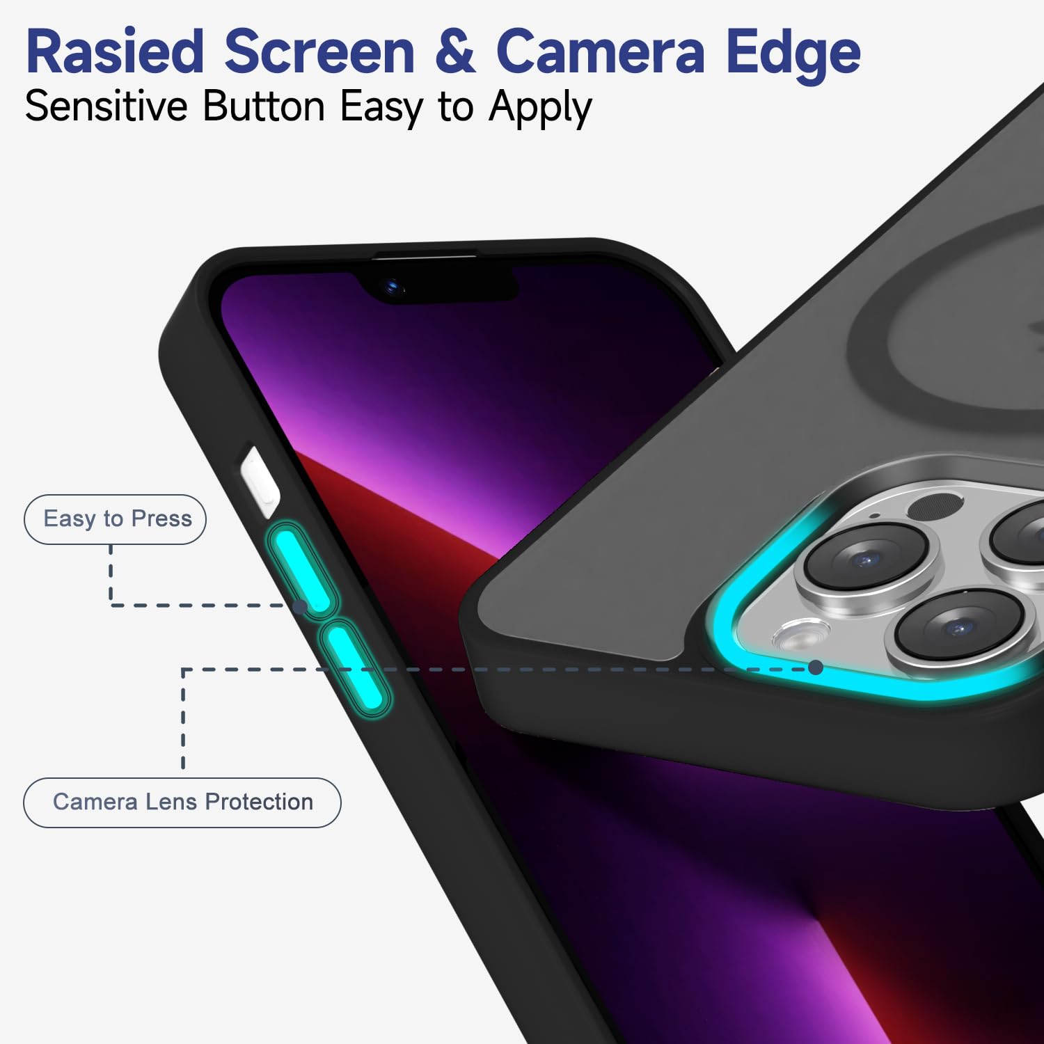 oakxco Custodia Sottile e Trasparente per iPhone 16 Pro Cover, Custodia Ultra Slim Guscio Rigido Trasparente Ibrida in Plastica Rigida e Gomma Siliconica Morbida, Anti-Giallo, Menta