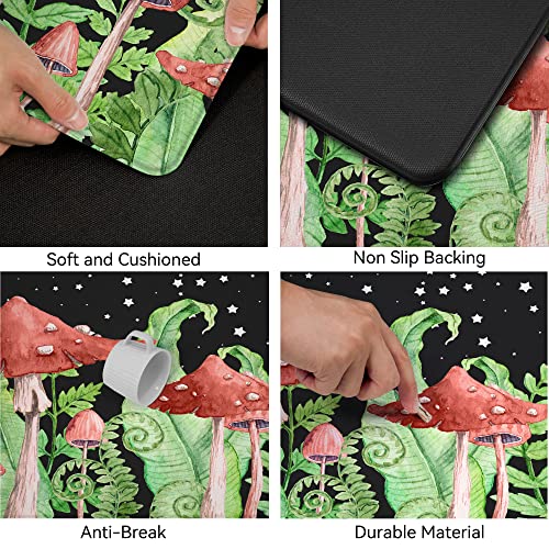 Chiinvent Red Mushroom Kitchen Rugs Kitchen Mat Set 2 Pcs Anti-Fatigue Floor Mat Waterproof Comfort Standing Runner Rugs For Kitchen, Floor Home (17.3" X28" + 17.3" X 47" 2/5 Inch Thick #TOP5