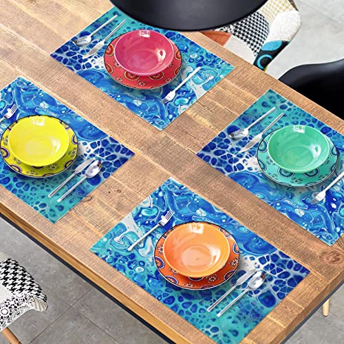 Sets de table résistant à la chaleur motif abstrait bleu acrylique - 8