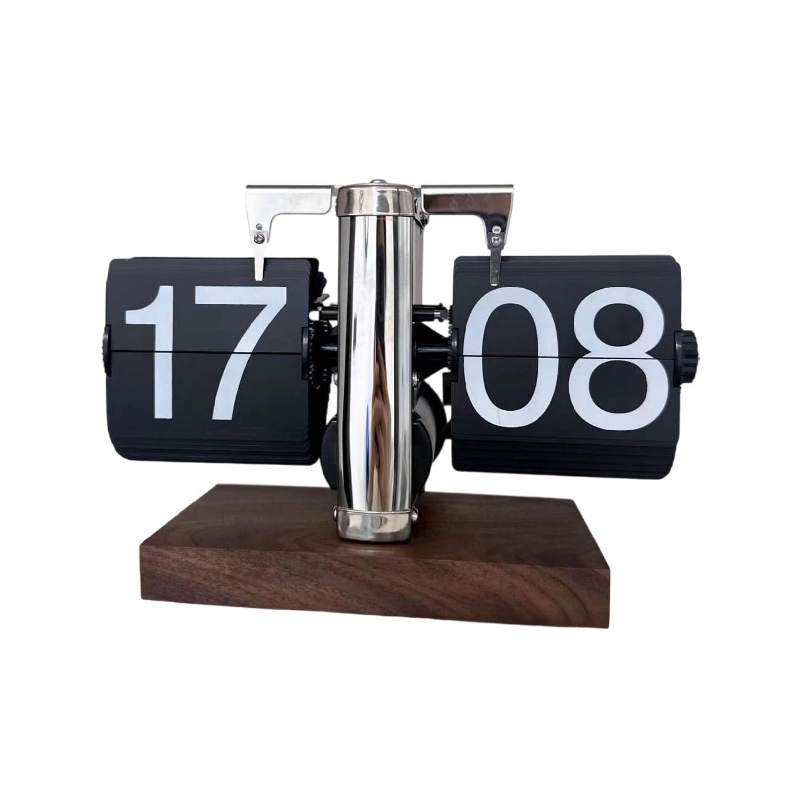 carotoe Noiseless Wooden Automatic Flipped Clock Large Clear Numbers Nonslip Base Quiet Movement for Elderly Home Use Flipped Clock with Clear Numbers