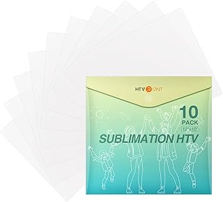 HTVRONT Clear HTV Vinyl for Sublimation, 10 Pack 12" X 10" Matte Sublimation Vinyl High Transfer Rate, Bright Smooth Washable Sub HTV for Light-Colored Cotton Shirt/Hat/Pillow/Bag