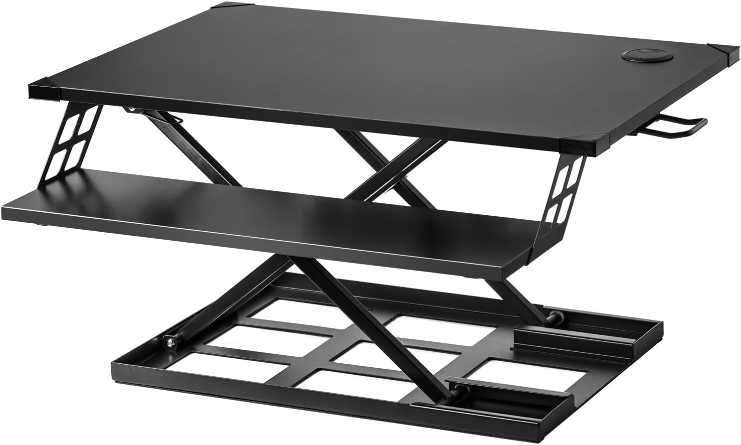 🔥 Elevating Desktop with Built-in Cable Management and Keyboard Tray, Height Adjustable Desk Stand by Halter, Black ED-310