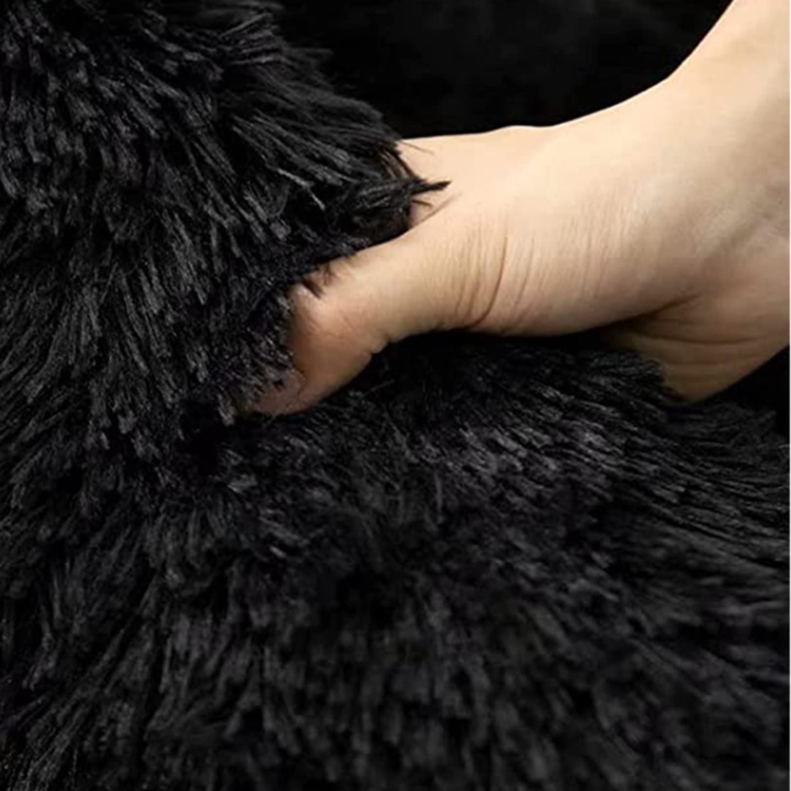 Tapis à poils longs en fausse fourrure douce pour chambre d'enfant, couloir, chambre de jeune, salon - Gris foncé - 80 x 200 cm