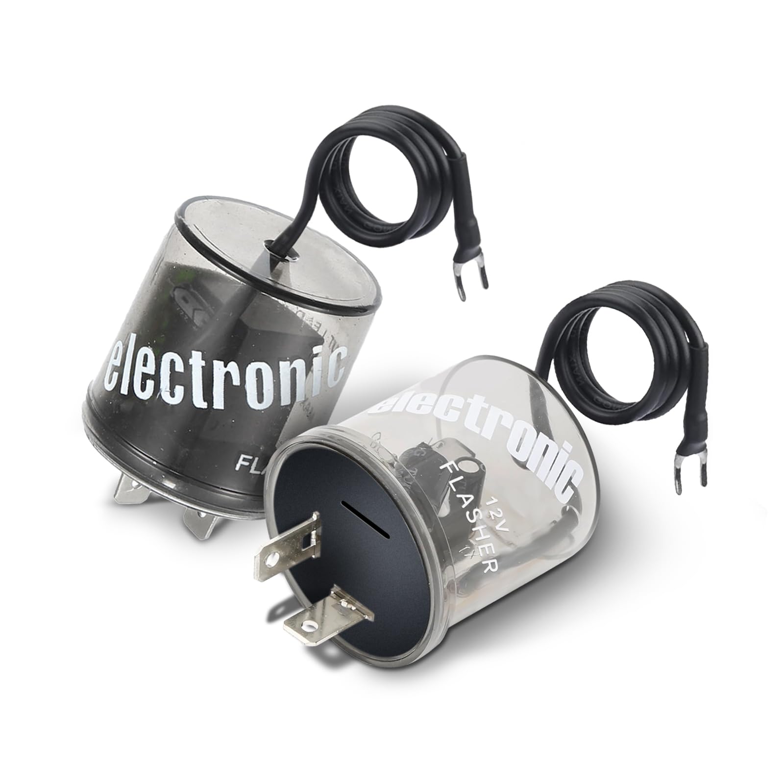 2-Pin/12V LED Flasher Relay with Ground Wire, Perfect for Solving Flickering LED Turn Signals - Compatible with Cars, Trucks, and SUVs (Pack of 2)