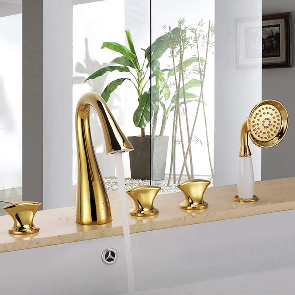 Système de douche et robinet de baignoire romaine 5 trous à cascade