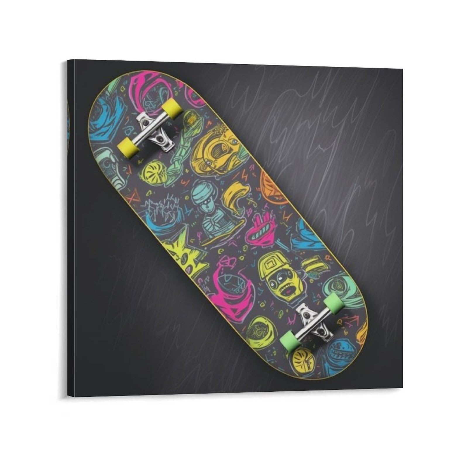 NTVOWPZO Graffiti Skateboard Canvas Wall Art for Bedroom 24x24inch Canvas Prints Artwork for Walls Modern Picture Artwork Painting for Living Room Aesthetic Wall Paintings for Bathroom Kitchen Office