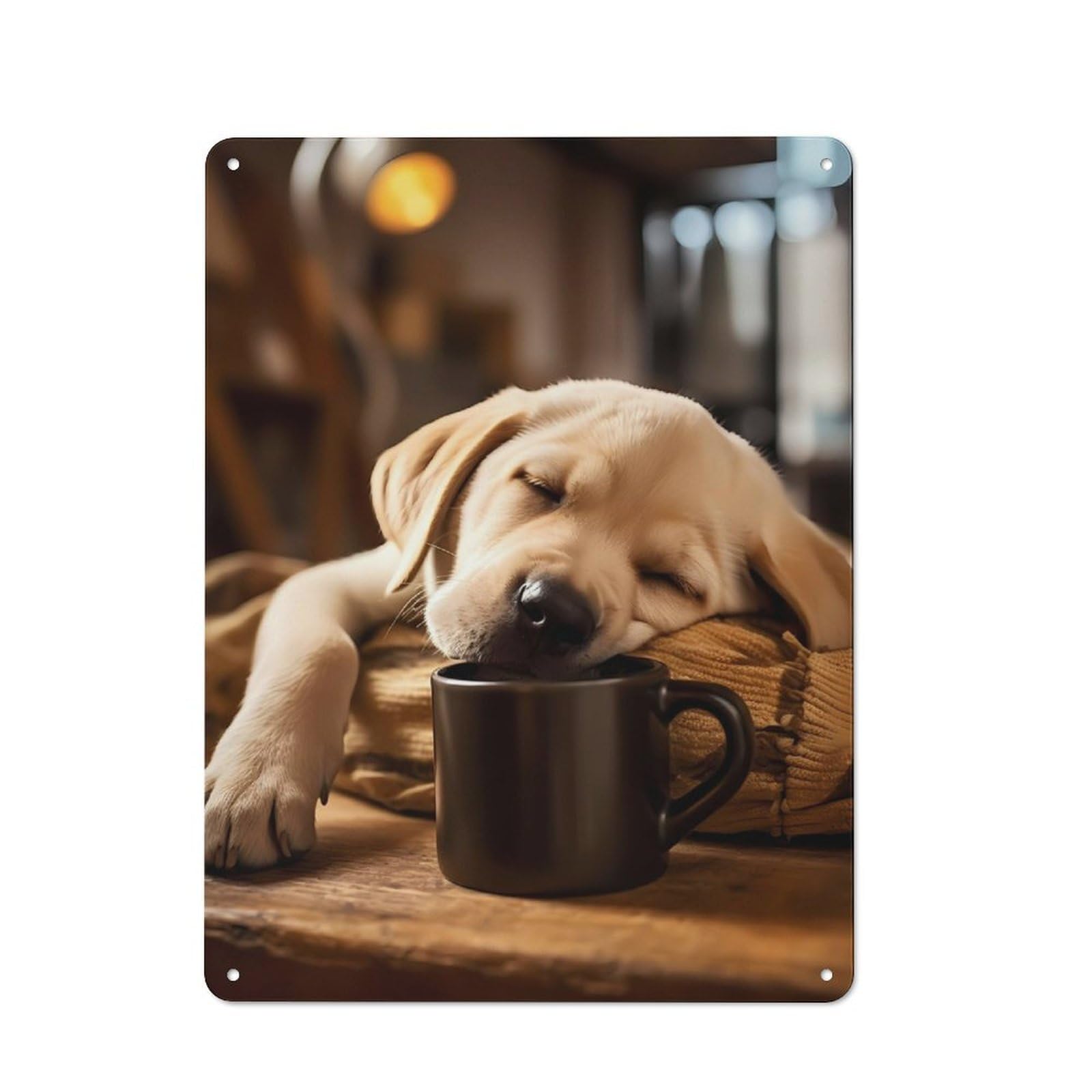 Junmoney Labrador Retriever Coffee Tin Sign 40X30cm For Workshop Wall, Rustic Wall Decor, Suited To Workshop Decor Fans