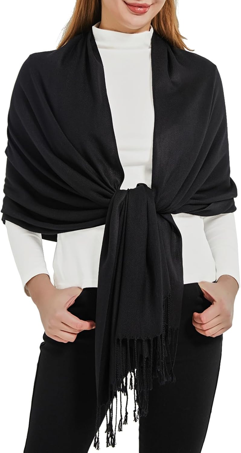 Soft Silky Pashmina Shawl Wraps Solid Colors Scarf for Wedding Evening Dresses