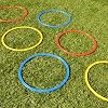 AGORA Sports Speed Ring Set for Basketball, Football, and Soccer, Sharpen Footwork, Agility, and Speed - Set of 12 in Red, Blue, and Yellow