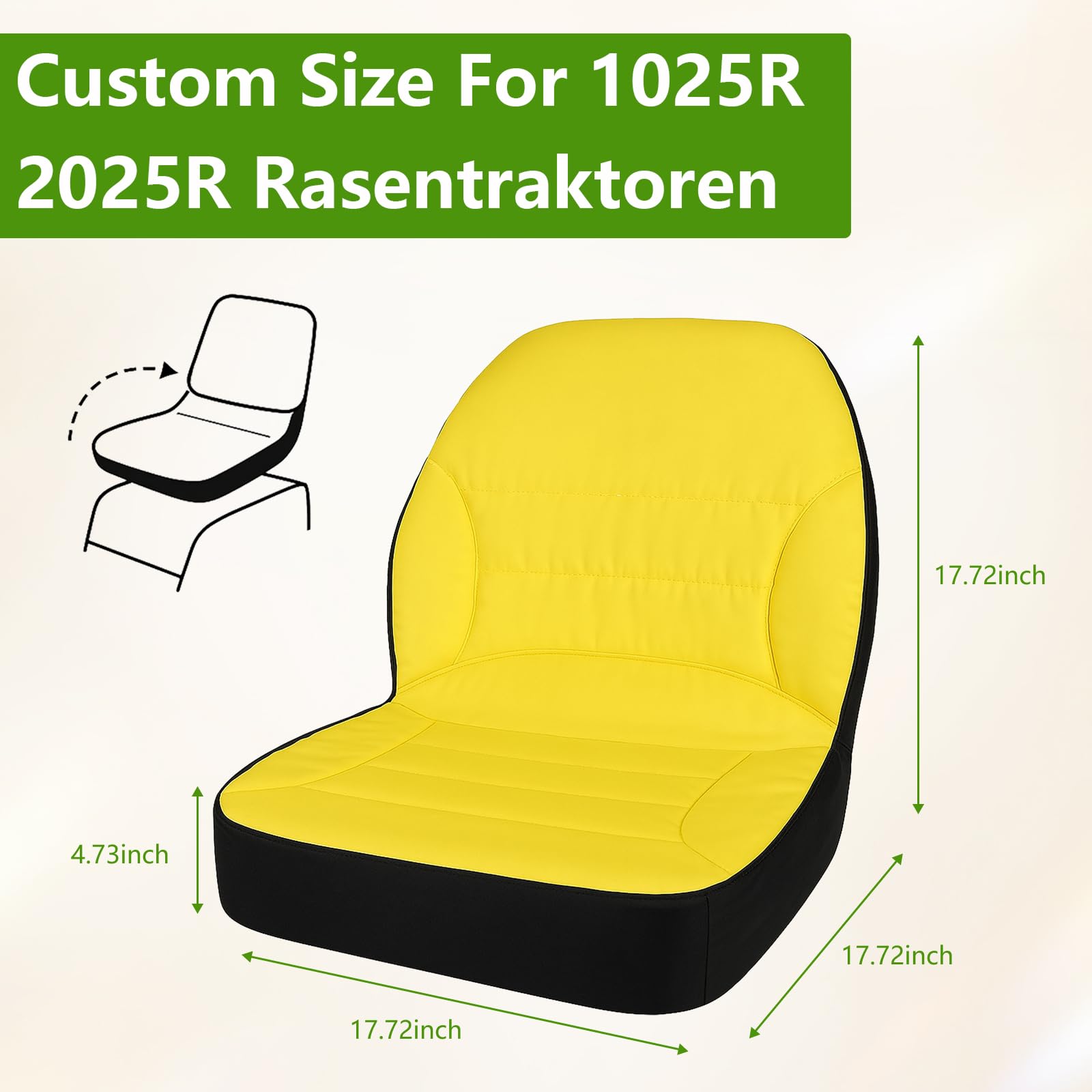 Funda de Asiento para cortacésped Tractor, Tela Oxford 300D, Funda LP68694 Compatible con John Deere Tractor & Gator 1025R 2025R, Resistente a la Intemperie hasta 45 × 12 cm