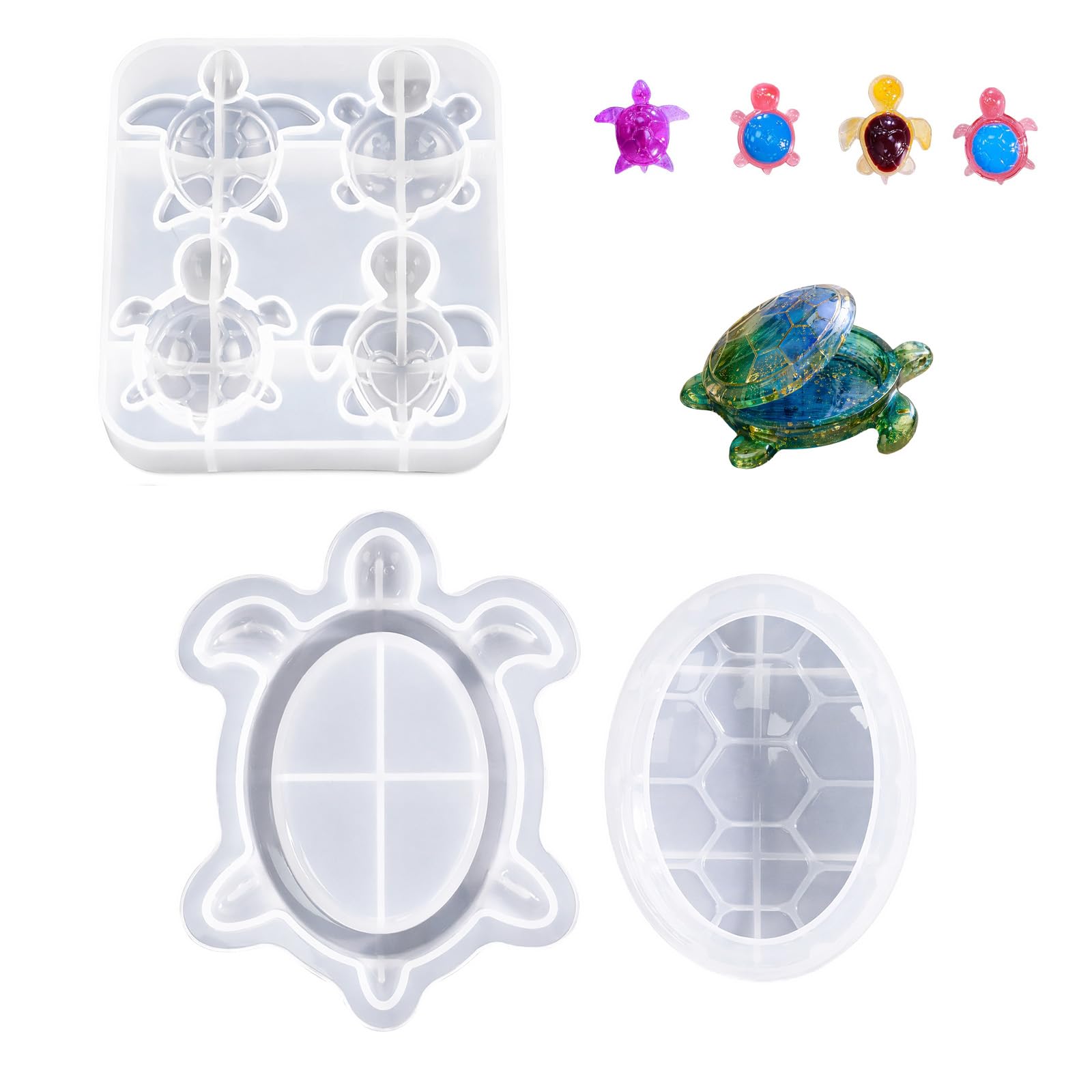 2Pcs Turtle Silicone Moulds, Sea Turtle Storage Box Molds