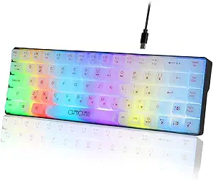 CHONCHOW Mini 60% Gaming Keyboard, Rainbow RGB Backlit 68 Keys Small Compact Keyboard, Transparent USB Wired Gaming Keyboards for Windows Laptop PC Mac Xbox PS4 PS5 Gamer