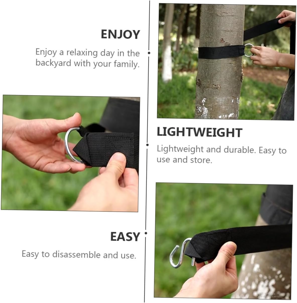 VANZACK 6pcs Hammock Ropes Tree Straps for Swing Outdoor Camping Swing Hanging Kit Heavy Duty Rope s Hooks for Garden Tire Disc Web