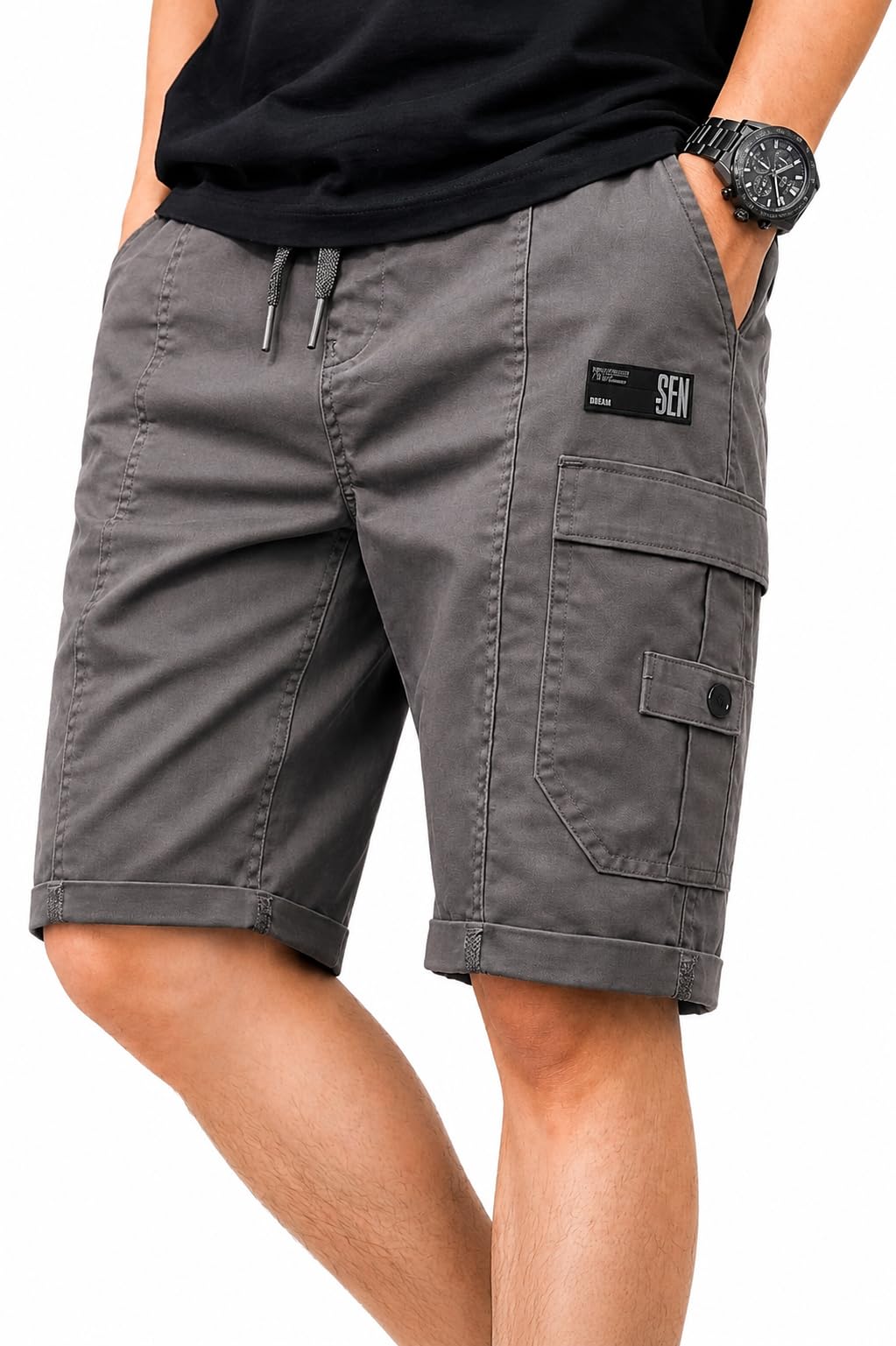 Men Summer Cotton Cargo Shorts | Lightweight Breathable Shorts for Men | 5 Pocket Utility Casual Shorts | Regular Fit Travel-picture-54