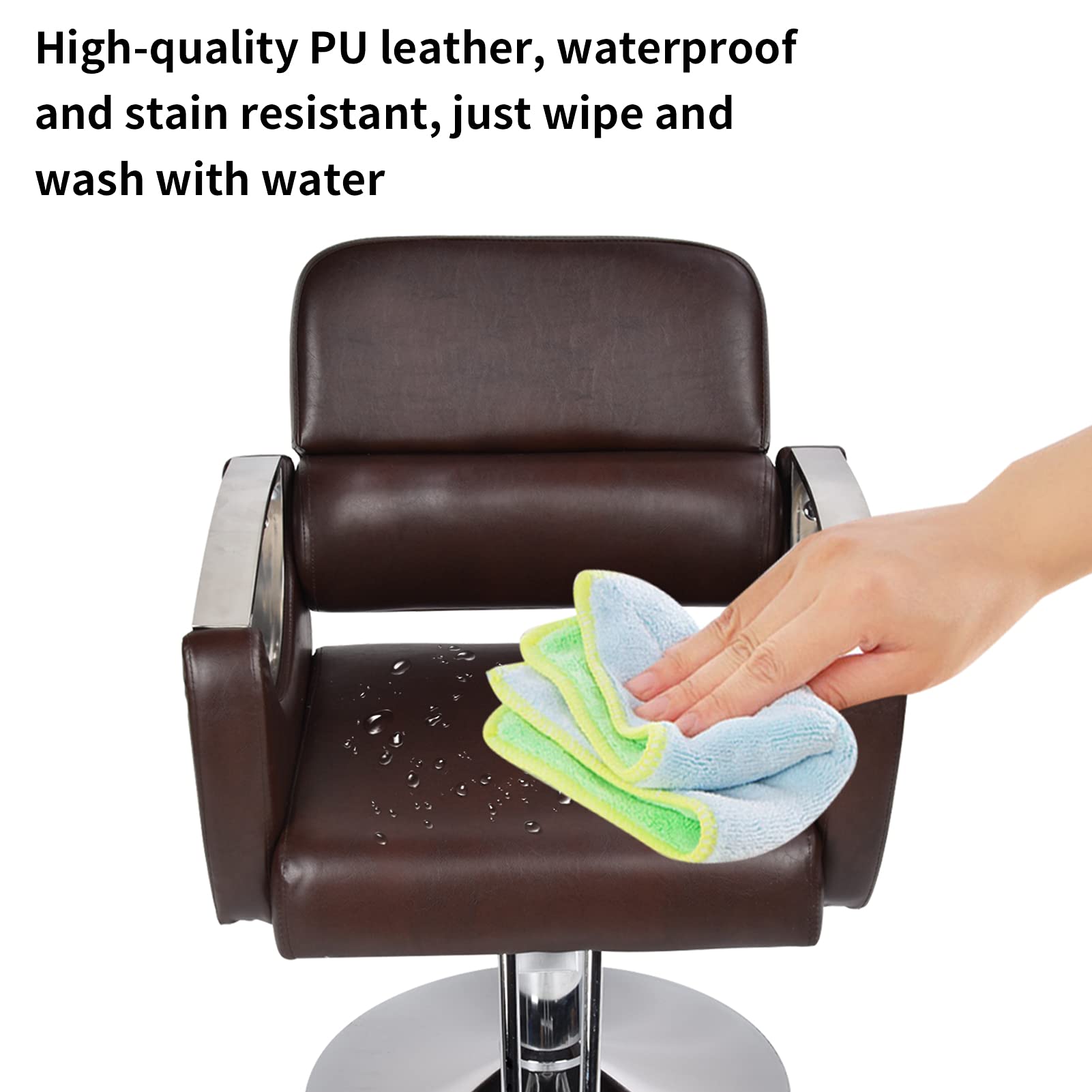 Ejoyous Retro-Friseurstuhl, PU-Leder, Friseurstuhl, Höhenverstellbar, um 360 Grad Drehbar, Hydraulische Pumpe, 300 Kg Kapazität, für Schönheitssalon-Friseursalon-Styling