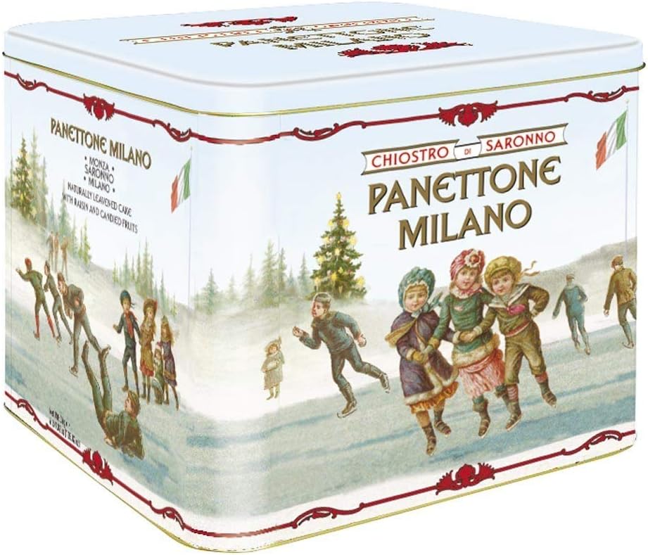 Chiostro di Saronno Classic XL Panettone - Pattinatori Ice Skaters Metal Tin, 3Kg; Italian Import