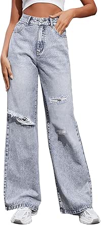 Generisch 2025 Middelhoge Barrel-jeans voor dames, wijde pijpen, medium taille, verkorte jeansbroek, baggy boyfriend-jeans met zakken, jeansbroek voor heren, maat 36/32, blauw, XXL
