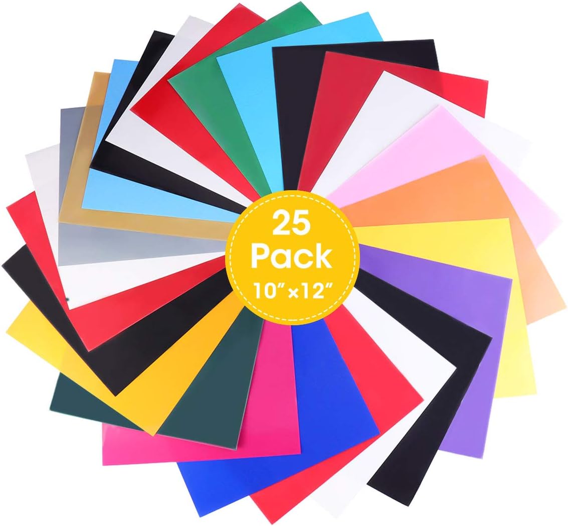 ARTISTORE Heat Transfer Vinyl Set, 25 Pcs 16 Colors Heat Transfer Paper, Iron on HTV Vinyl for DIY T-Shirts, Hats, Clothing Printing, for Christmas, Birthdays, Special Day