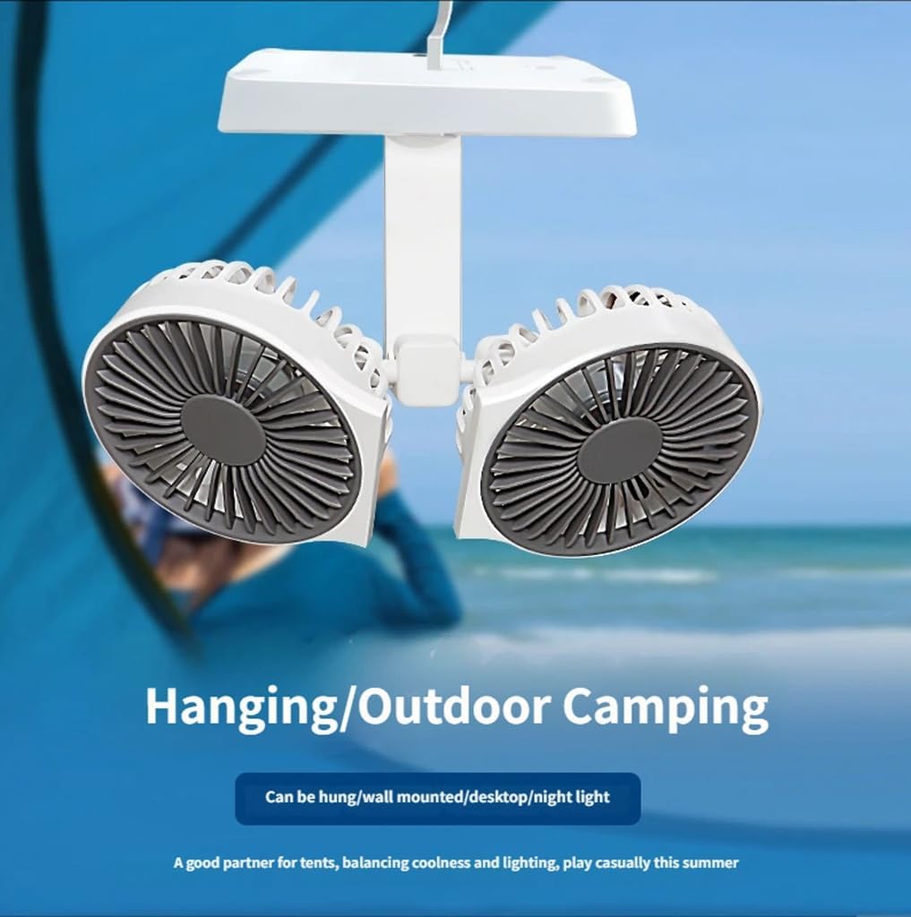 Desktop Air Circulator Double Head Oscillating Fan Multifunctional Adjustable Cooling Fan for Car, Table Enduring